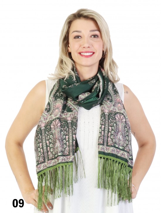 Paisley Print Pashmina W/ Tassels